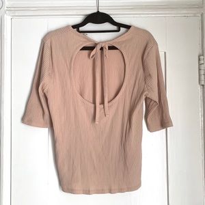 Madewell pastel pink lined and open tie back top
